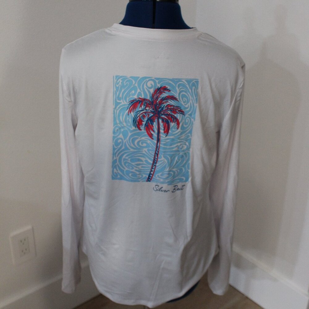 Silver bait white palm tree shirt